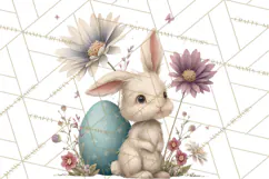Easter Bunny Clipart PNG, Baby Bunnies in Pastel Garden Product Image 5