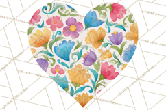 Watercolor Heart Clipart, Floral Hearts, Rainbow Hearts PNG Product Image 5