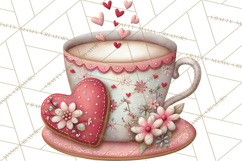 Valentine Coffee Clipart PNG, Cozy Coffee Mugs, Cocoa Cups Product Image 2