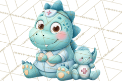 Pediatric Nurse Dinosaur Clipart Cute Medical PNG Product Image 2