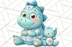 Pediatric Nurse Dinosaur Clipart Cute Medical PNG Product Image 2