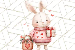 Valentine Animal Clipart PNG, Cute Teddy Bear Bunny Png Product Image 2