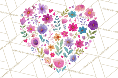 Watercolor Heart Clipart, Floral Hearts, Rainbow Hearts PNG Product Image 2