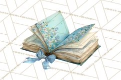 Spring Book Clipart, Vintage Books Watercolor, Floral Png Product Image 3