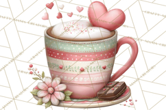 Valentine Coffee Clipart PNG, Cozy Coffee Mugs, Cocoa Cups Product Image 3