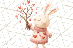 Valentine Animal Clipart PNG, Cute Teddy Bear Bunny Png Product Image 4