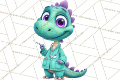 Pediatric Nurse Dinosaur Clipart Cute Medical PNG Product Image 4