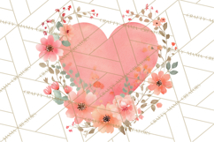 Watercolor Heart Clipart, Floral Hearts, Rainbow Hearts PNG Product Image 2