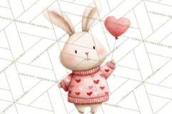 Valentine Animal Clipart PNG, Cute Teddy Bear Bunny Png Product Image 2