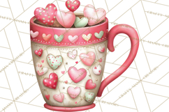 Valentine Coffee Clipart PNG, Cozy Coffee Mugs, Cocoa Cups Product Image 2