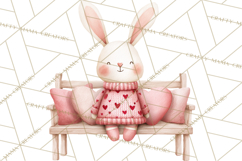 Valentine Animal Clipart PNG, Cute Teddy Bear Bunny Png Product Image 3