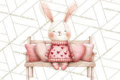 Valentine Animal Clipart PNG, Cute Teddy Bear Bunny Png Product Image 3