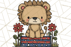 Patriotic Safari Animals Clipart, Whimsical Red White Blue Product Image 3