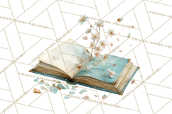 Spring Book Clipart, Vintage Books Watercolor, Floral Png Product Image 3