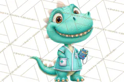 Pediatric Nurse Dinosaur Clipart Cute Medical PNG Product Image 3