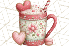Valentine Coffee Clipart PNG, Cozy Coffee Mugs, Cocoa Cups Product Image 3