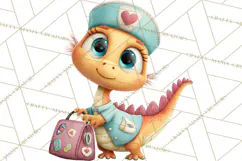 Pediatric Nurse Dinosaur Clipart Cute Medical PNG Product Image 4