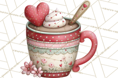 Valentine Coffee Clipart PNG, Cozy Coffee Mugs, Cocoa Cups Product Image 5