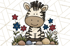 Patriotic Safari Animals Clipart, Whimsical Red White Blue Product Image 5