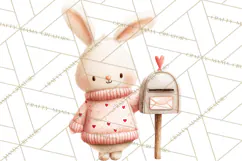 Valentine Animal Clipart PNG, Cute Teddy Bear Bunny Png Product Image 5
