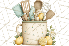 Farmhouse Lemon Kitchen Clipart, Lemon Kitchen Appliances Product Image 2