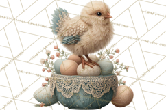 French Vintage Easter Bunny Clipart PNG, Soft Pastel Easter Product Image 3