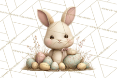 Easter Bunny Clipart PNG, Baby Bunnies in Pastel Garden Product Image 3