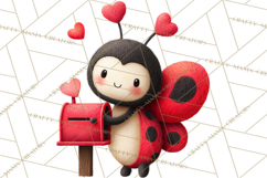 Valentine Ladybug Clipart PNG, Cute Bee Butterfly Beetle Png Product Image 5