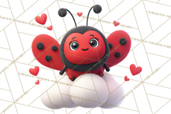 Valentine Ladybug Clipart PNG, Cute Bee Butterfly Beetle Png Product Image 2