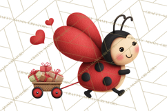 Valentine Ladybug Clipart PNG, Cute Bee Butterfly Beetle Png Product Image 3