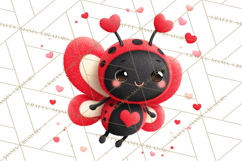 Valentine Ladybug Clipart PNG, Cute Bee Butterfly Beetle Png Product Image 4