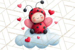 Valentine Ladybug Clipart PNG, Cute Bee Butterfly Beetle Png Product Image 5