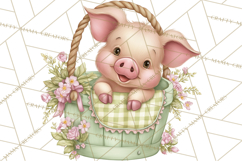 Easter Baby Animals in Baskets Clipart, Cute Lambs Png Product Image 4