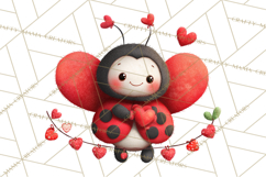 Valentine Ladybug Clipart PNG, Cute Bee Butterfly Beetle Png Product Image 3
