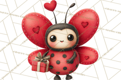 Valentine Ladybug Clipart PNG, Cute Bee Butterfly Beetle Png Product Image 5