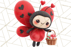 Valentine Ladybug Clipart PNG, Cute Bee Butterfly Beetle Png Product Image 2