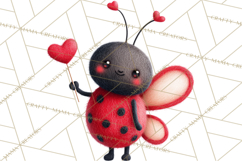 Valentine Ladybug Clipart PNG, Cute Bee Butterfly Beetle Png Product Image 4