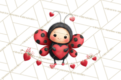 Valentine Ladybug Clipart PNG, Cute Bee Butterfly Beetle Png Product Image 2