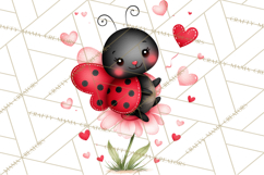 Valentine Ladybug Clipart PNG, Cute Bee Butterfly Beetle Png Product Image 3