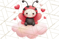 Valentine Ladybug Clipart PNG, Cute Bee Butterfly Beetle Png Product Image 4
