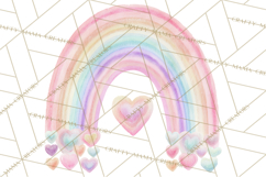 Valentine Boho Rainbow Clipart, Romantic Heart Rainbows PNG Product Image 5