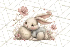 Easter Bunny Clipart PNG, Baby Bunnies in Pastel Garden Product Image 5