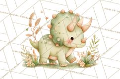 Cute Baby Dinosaurs Clipart PNG, Watercolor Dinosaur Product Image 5