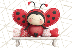 Valentine Ladybug Clipart PNG, Cute Bee Butterfly Beetle Png Product Image 5