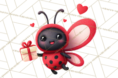 Valentine Ladybug Clipart PNG, Cute Bee Butterfly Beetle Png Product Image 2