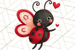 Valentine Ladybug Clipart PNG, Cute Bee Butterfly Beetle Png Product Image 4