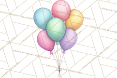 Birthday Balloon Clipart, Balloon Bunch PNG, Party Balloon Product Image 5