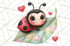 Valentine Ladybug Clipart PNG, Cute Bee Butterfly Beetle Png Product Image 5