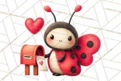 Valentine Ladybug Clipart PNG, Cute Bee Butterfly Beetle Png Product Image 3