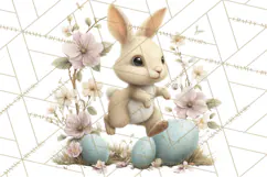 Easter Bunny Clipart PNG, Baby Bunnies in Pastel Garden Product Image 2